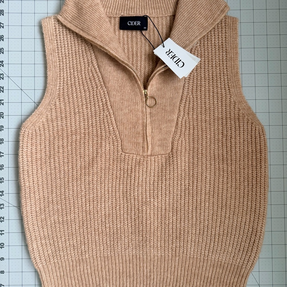 Cider Beige Zip Up Men's Sweater Vest